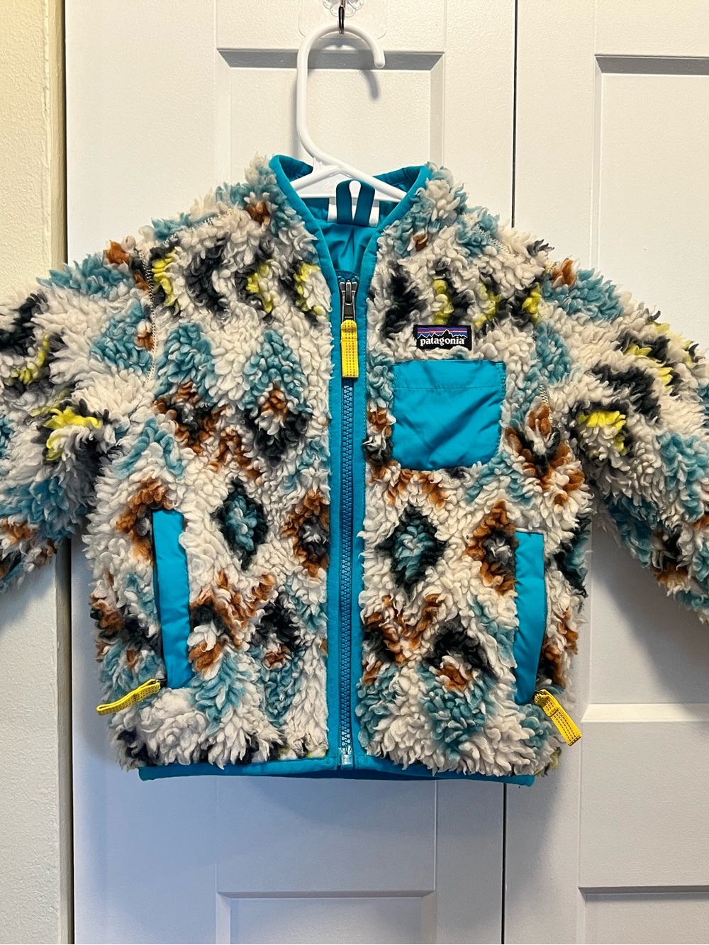 Patagonia Kids Teal Multi Sherpa Puffer Jacket